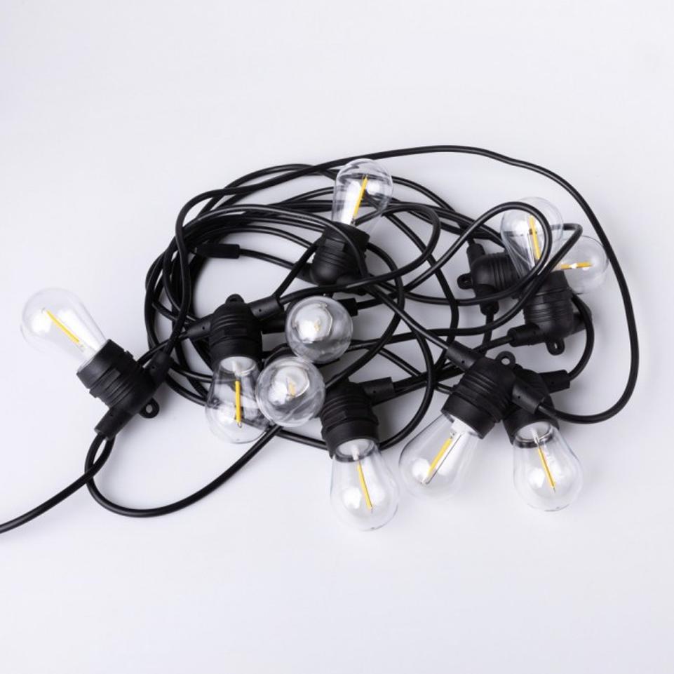 GHIRLANDA DA GIARDINO LED 10MT+10 X G45 E27 1W 2700K