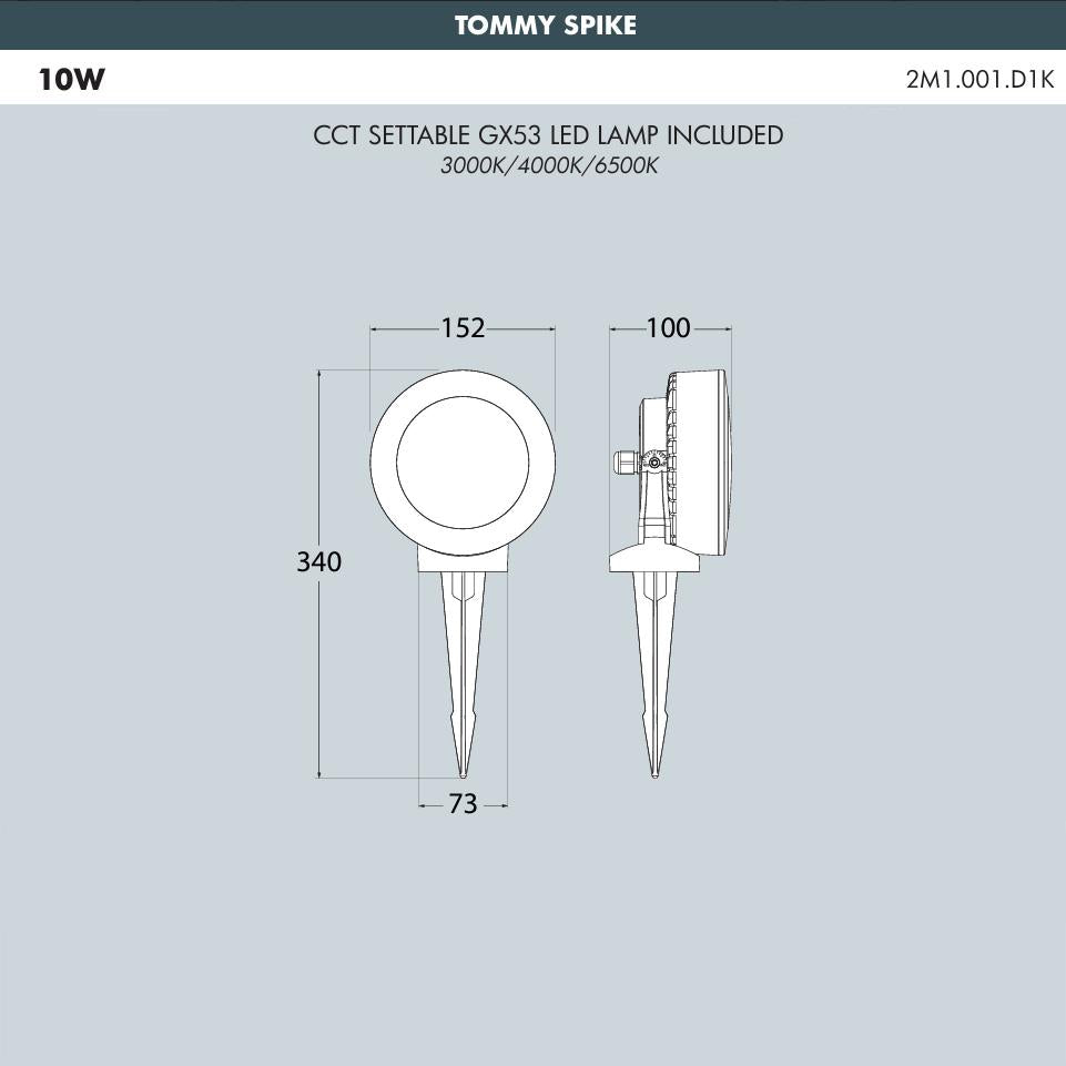 TOMMY SPIKE GRIGIO SATIN LED GX53 10W CCT