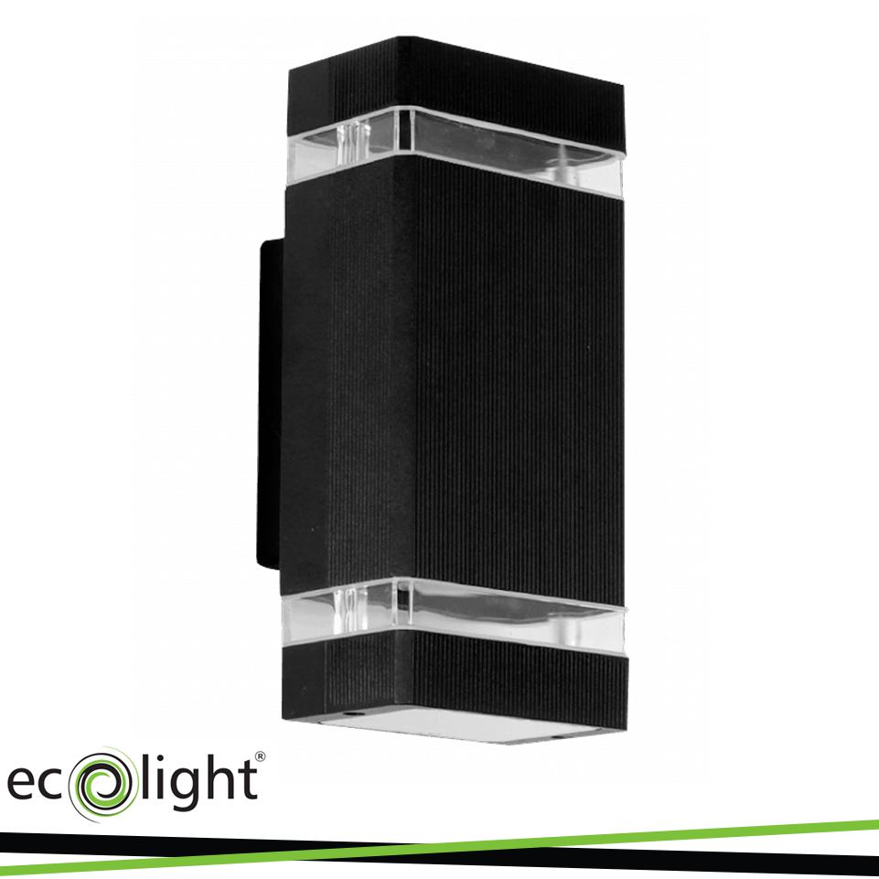 APPARECCHIO PER FACCIATE IN PLASTICA 2XGU10 IP44 NERO