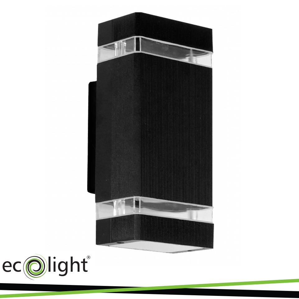 APPARECCHIO PER FACCIATE IN PLASTICA 2XGU10 IP44 NERO