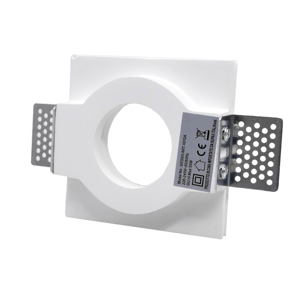 PORTAFARETTO INCASSO IN GESSO  QUADRATO GU10 INCLUSA