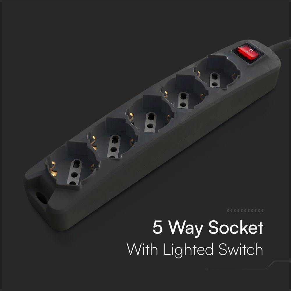 1.5M EXTENSION SOCKET WITH 1 SWITCH (POLYBAG+CARD)5 PIN - BL