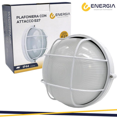 LAMPADA TARTARUGA E27 IP44 BIANCO CON GRIGLIA