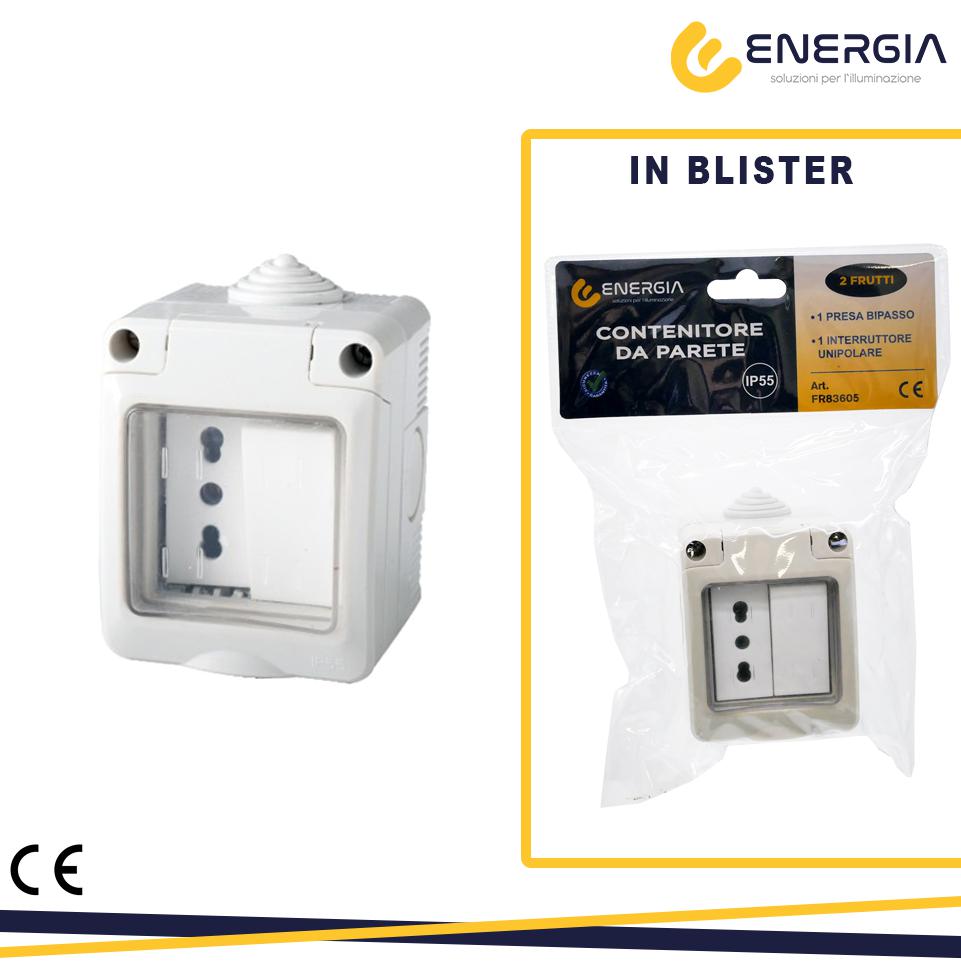 KIT CONTENITORE STAGNO C/SPORTELLO+PRESA BIP10/16A