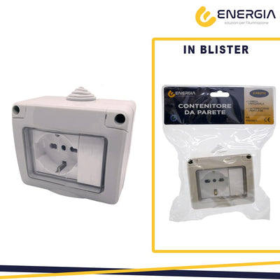 KIT CONTENITORE STAGNO C/PRESA UNIV E INTERR 16A COP. IP55