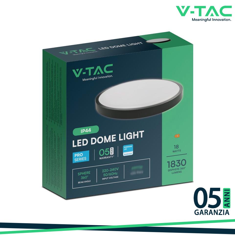 18W LED PLAFONIERA SAMSUNG CHIP 6500K ROTONDA CORNICE NERA IP44