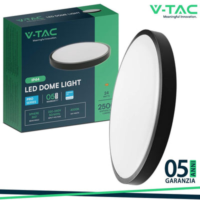 24W LED PLAFONIERA SAMSUNG CHIP 4000K ROTONDA CORNICE NERA IP44