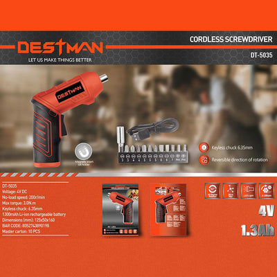 AVVITATORE RICARICABILE 4V REVERSIBILE CON INSERTI