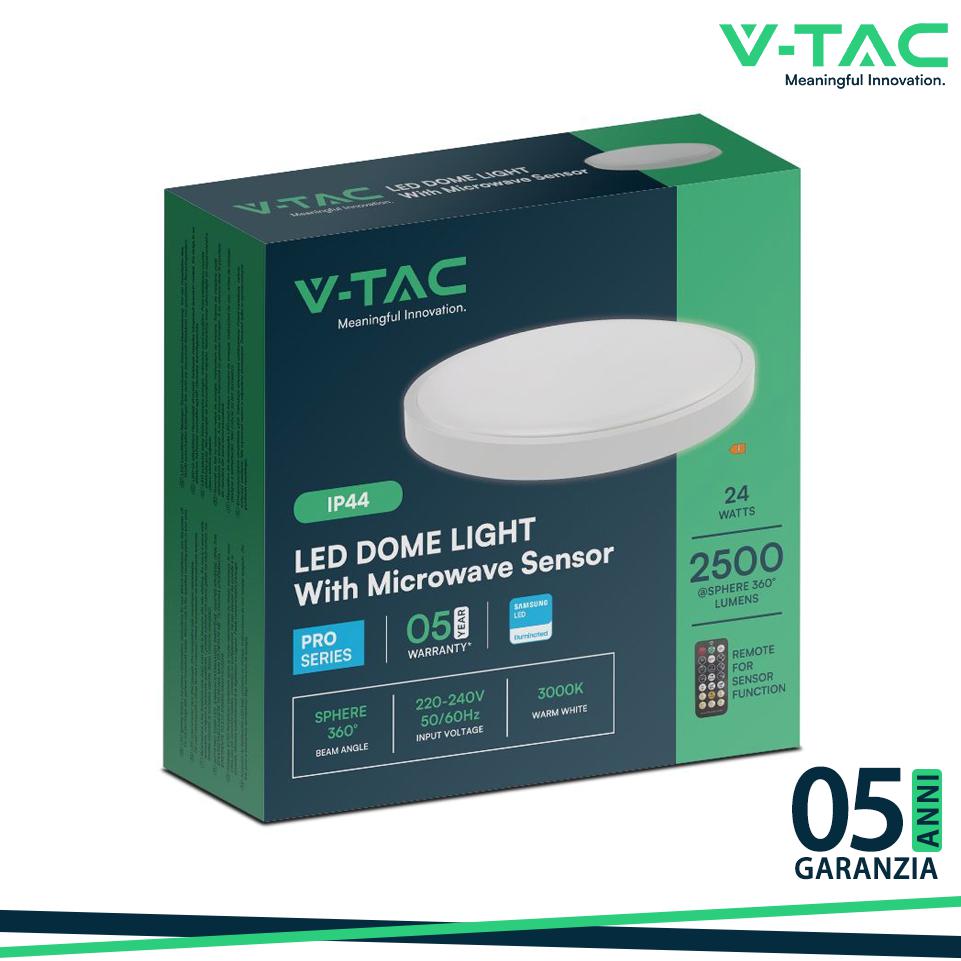 24W LED PLAFONIERA CON SENSORE SAMSUNG CHIP 4000K ROTONDA CORNICE BIANCA IP44