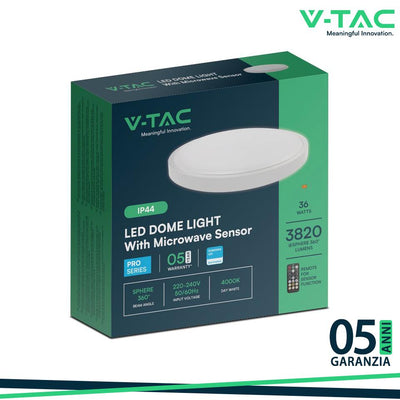 36W LED PLAFONIERA CON SENSORE SAMSUNG CHIP 4000K ROTONDA CORNICE BIANCA IP44