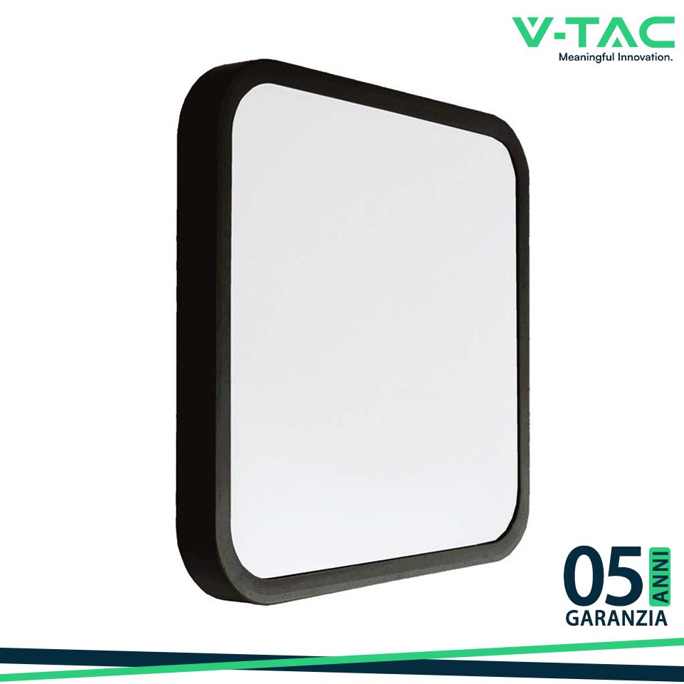 18W LED PLAFONIERA CON SENSORE SAMSUNG CHIP 4000K QUADRATA CORNICE NERA IP44