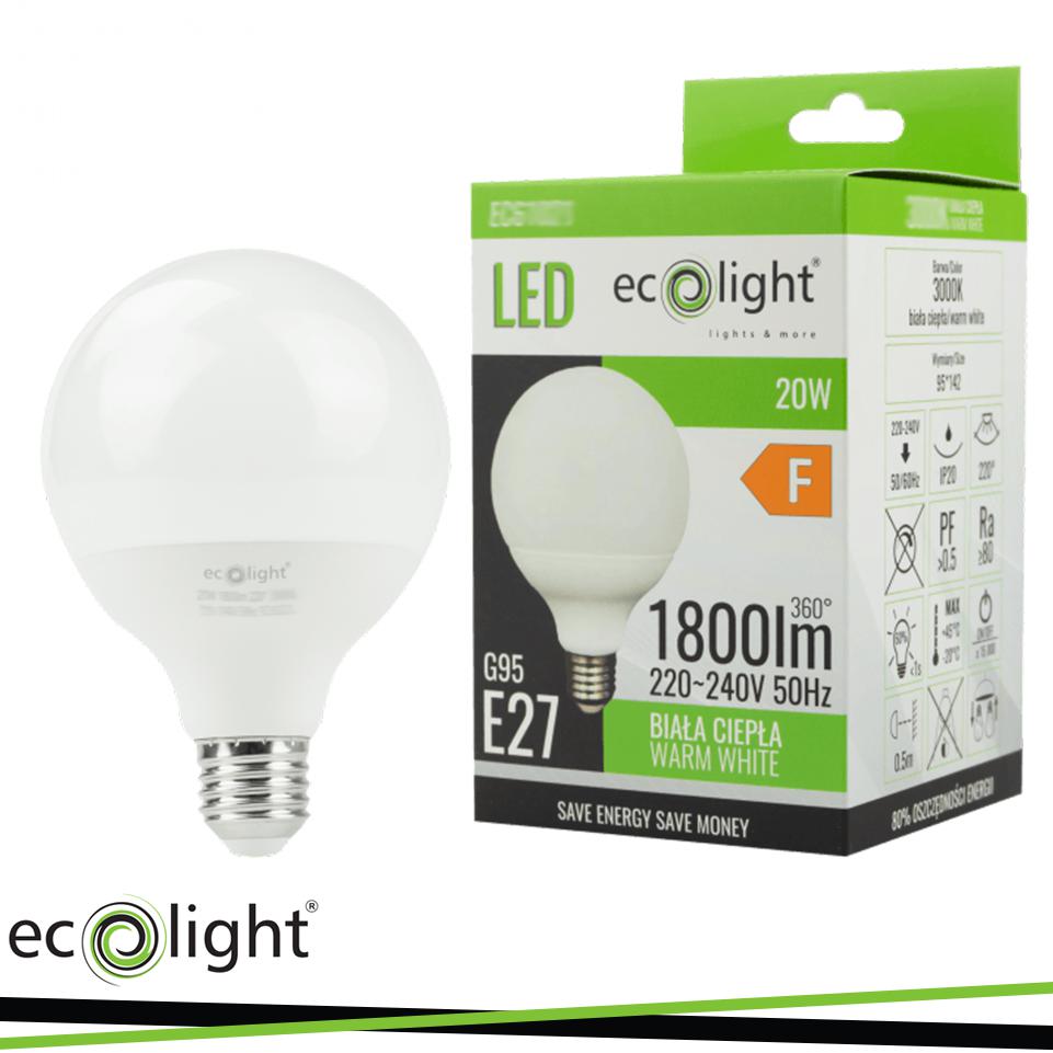 LED G95 E27 20W 3000K 1800LM