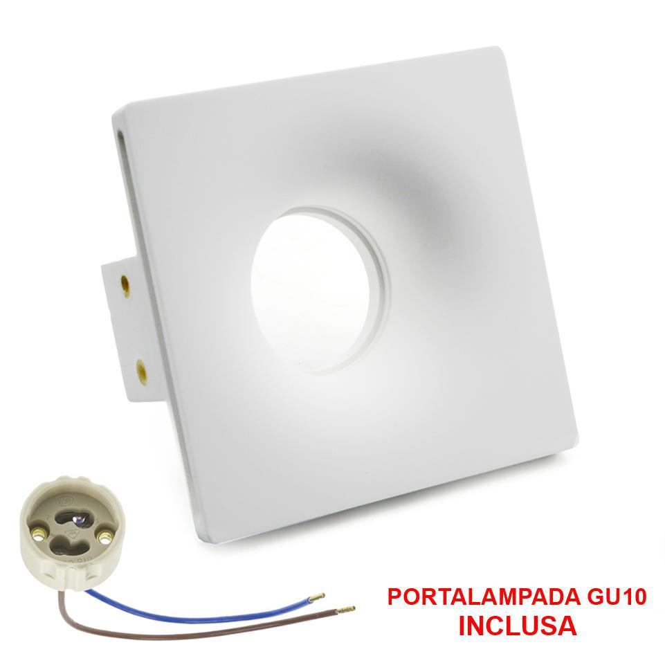PORTAFARETTO IN GESSO 125X125MM QUADRATO GU10 INCLUSA