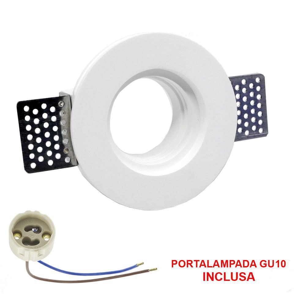 PORTAFARETTO IN GESSO D.100MM  ROTONDO GU10 INCLUSA