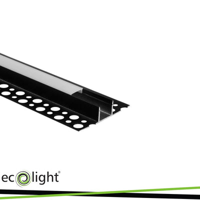 PROFILO NERO DA SUPERFICIE GN02 + PARALUME OPALINO 2MT