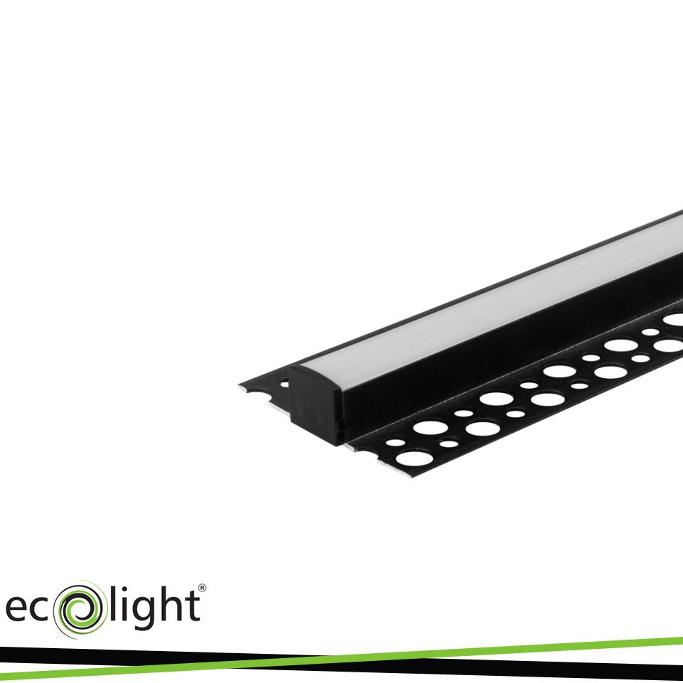 PROFILO NERO DA SUPERFICIE GN02 + PARALUME OPALINO 2MT