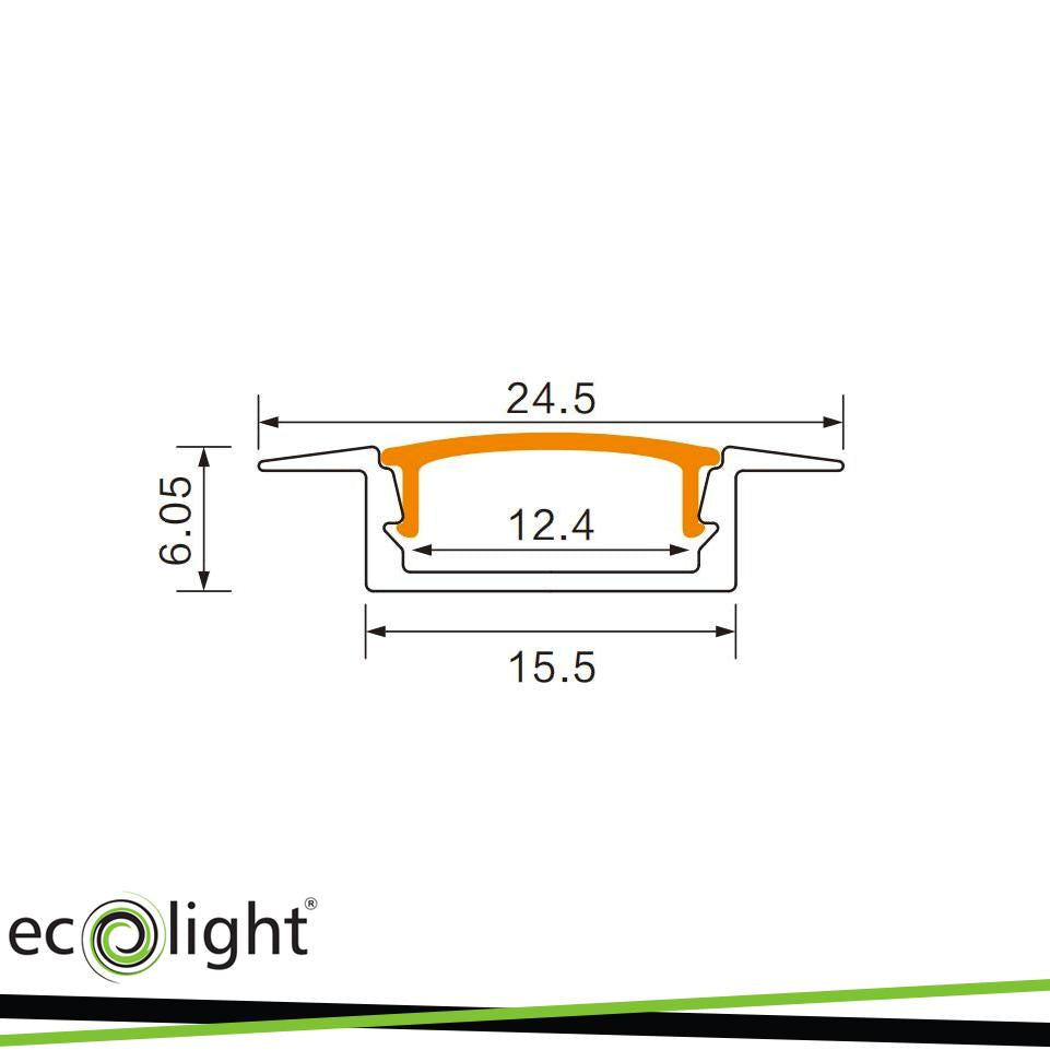 PROFILO INCASSO P02 BIANCO + PARALUME OPALINO 2MT
