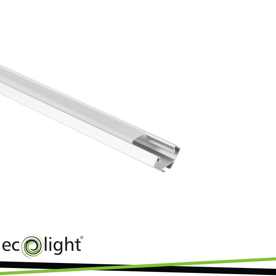 PROFILO ANODIZZATO ANGOLARE R02 + PARALUME OPALINO 2MT