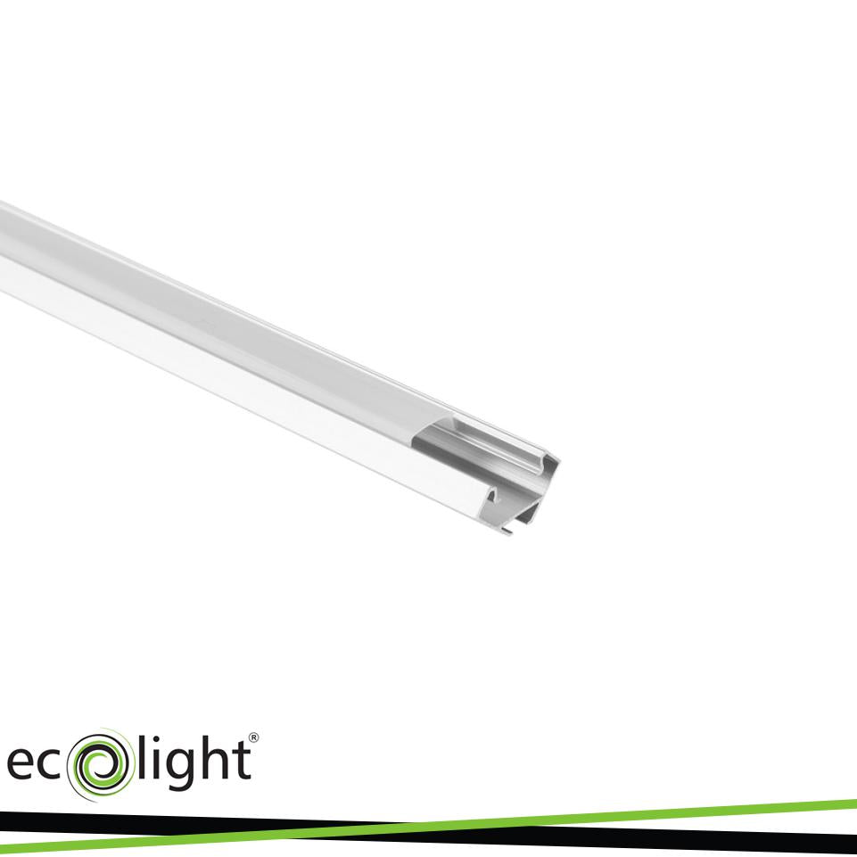 PROFILO ANODIZZATO ANGOLARE R02 + PARALUME OPALINO 2MT