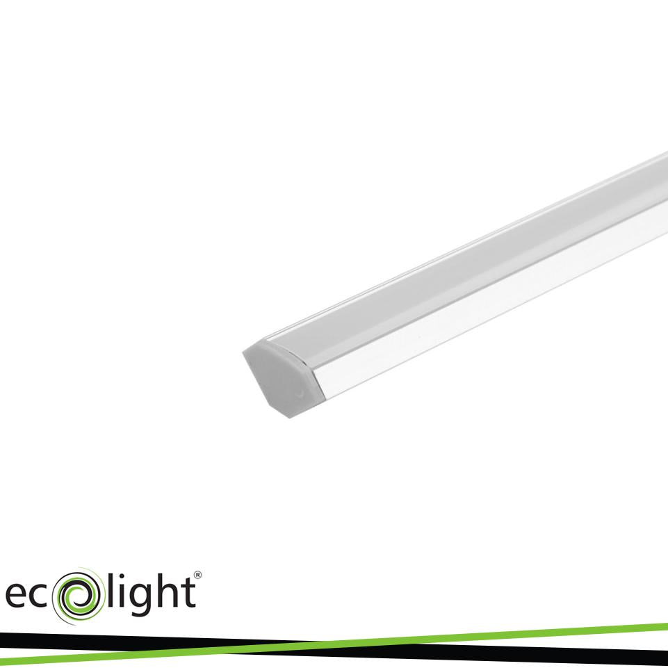 PROFILO ANODIZZATO ANGOLARE R02 + PARALUME OPALINO 2MT