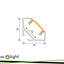 PROFILO BIANCO ANGOLARE R02 +  PARALUME OPALINO 2MT