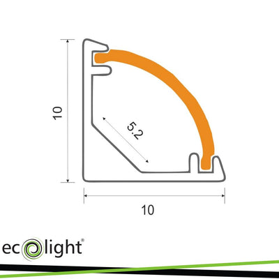 PROFILO BIANCO ANGOLARE RW02 + PARALUME OPALINO 2MT