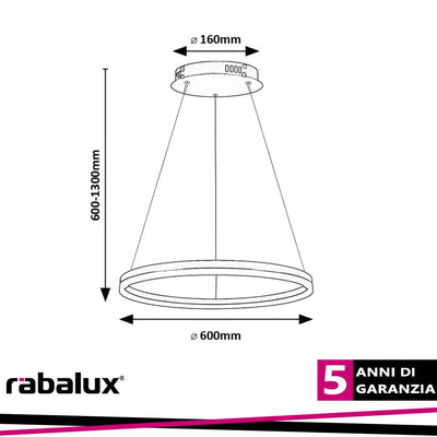 ISAURE,IND.PEND. LED35W, D60CM CCT 3000-6500K