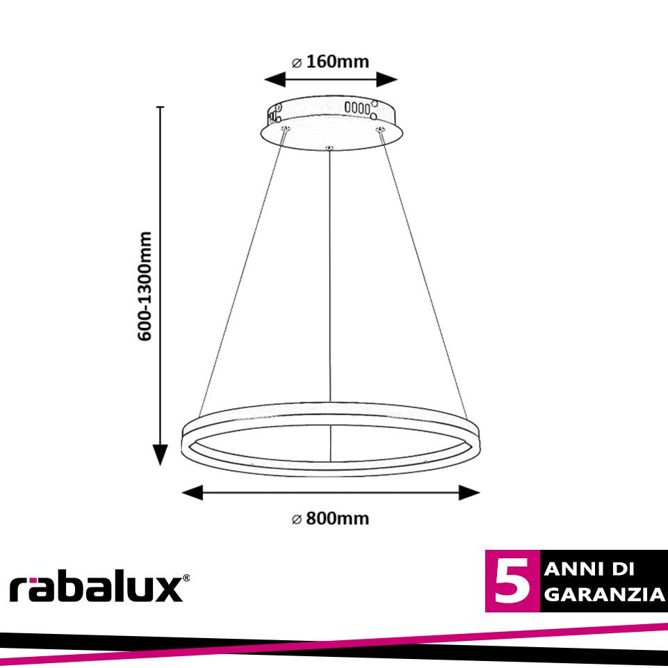 ISAURE,IND.PEND. LED45W, D80CM CCT 3000-6500K