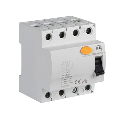 INTERRUTTORE DIFFERENZIALE, 4P KRD6-4/63/100-A - KANLUX