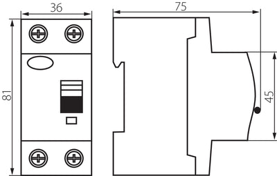 INTERRUTTORE DIFFERENZIALE, 2P KRD6-2/25/100 - KANLUX