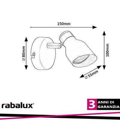 LILOU,IND.WALL, GU10 1XMAX25W, L15CM