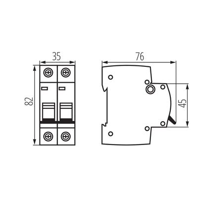INTERRUTTORI AUTOMATICI, 2P KMB6-C2/2 - KANLUX