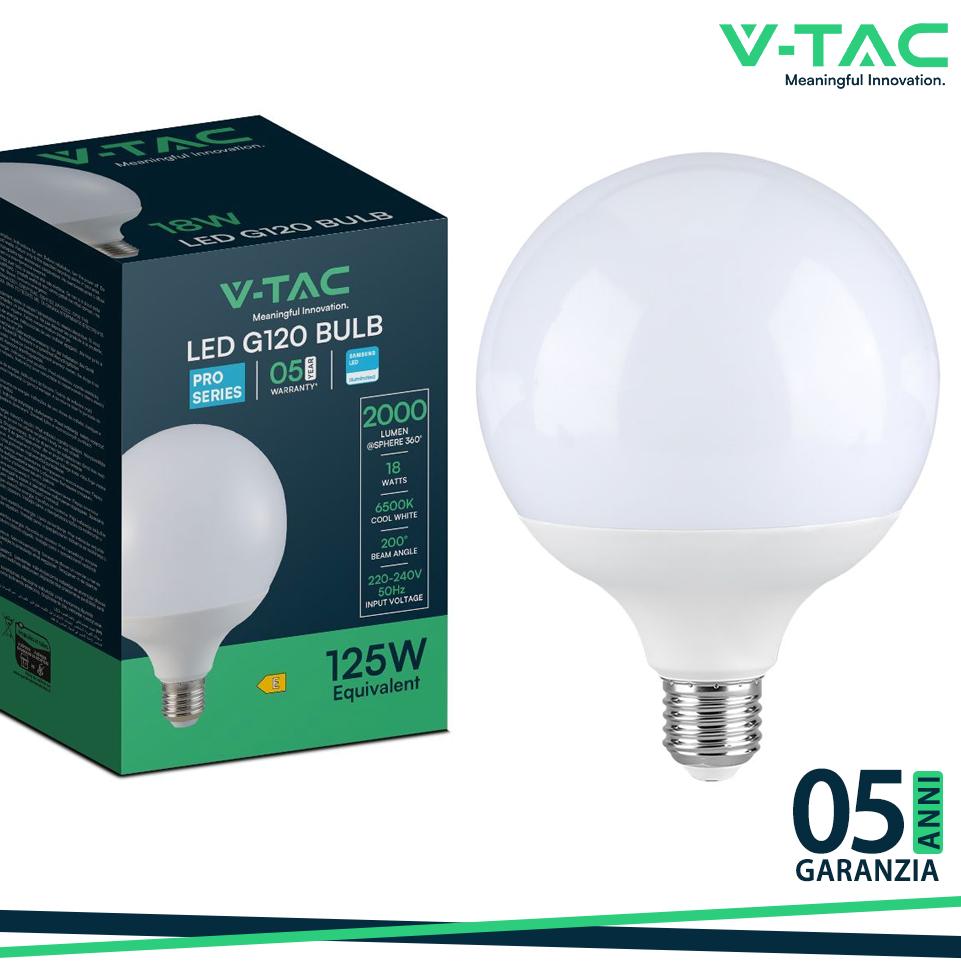 LED LAMPADINA SAMSUNG CHIP 18W E27 G120 PLASTICA 2000LM 6500K