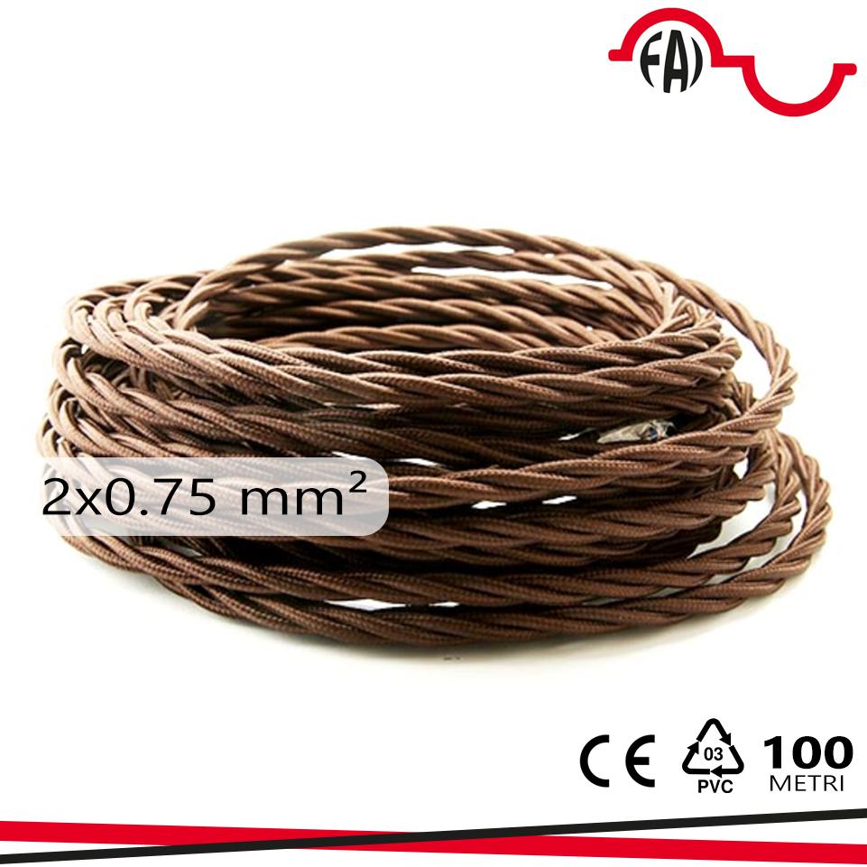 TRECCIA SETA 2X0.75MM MARRONE