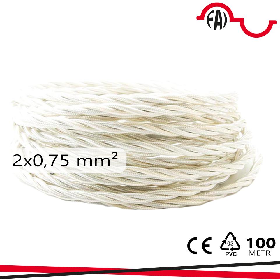 TRECCIA SETA 2X0.75MM BIANCO