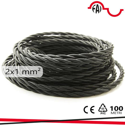 TRECCIA SETA 2X1MM NERO