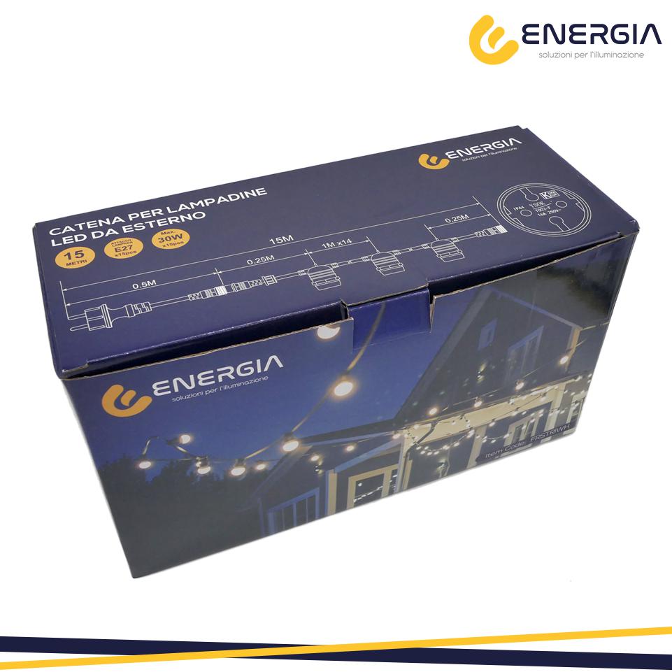 CATENA CON 15 PORTALAMPADA E27 15MT NERA