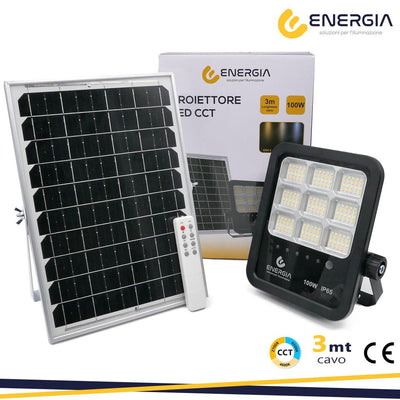 PROIETTORE SOLARE 100W CCT (3000-6400K) 1100LM PANN.10W