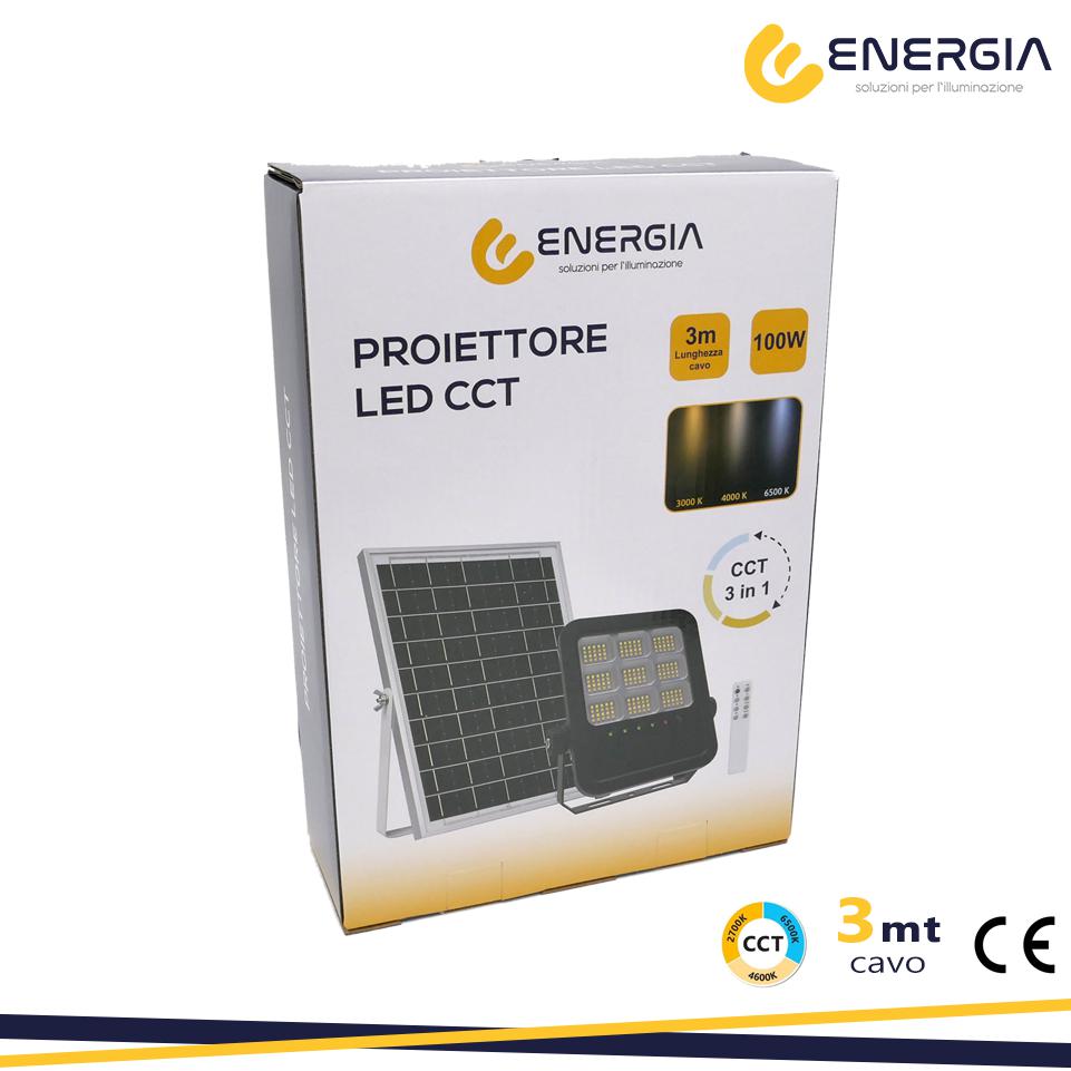 PROIETTORE SOLARE 100W CCT (3000-6400K) 1100LM PANN.10W