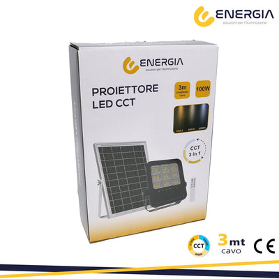 PROIETTORE SOLARE 100W CCT (3000-6400K) 1100LM PANN.10W