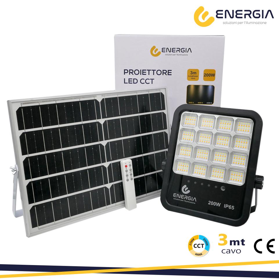 PROIETTORE SOLARE 200W CCT (3000-6400K) 2200LM PANN.18W