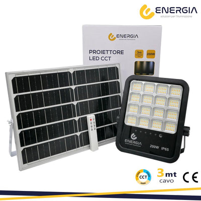 PROIETTORE SOLARE 200W CCT (3000-6400K) 2200LM PANN.18W