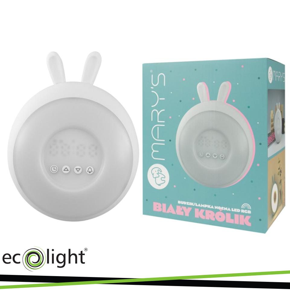 SVEGLIA/LAMPADA NOTTURNA A LED RGB CONIGLIO BIANCO MARY S