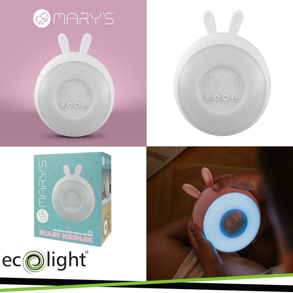 SVEGLIA/LAMPADA NOTTURNA A LED RGB CONIGLIO BIANCO MARY S