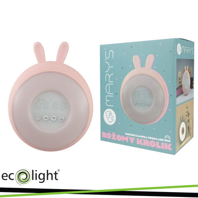 SVEGLIA/LAMPADA NOTTURNA A LED RGB CONIGLIO ROSA MARY S