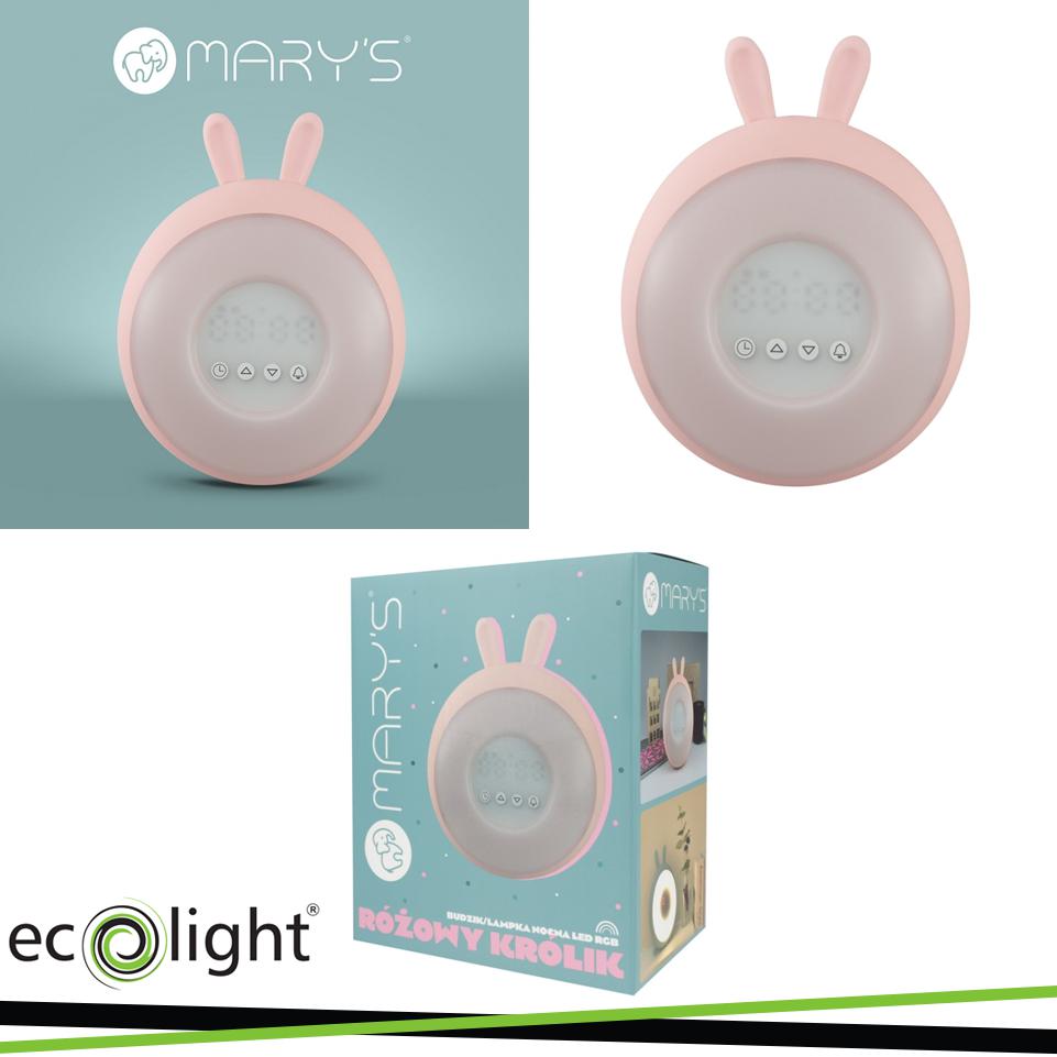 SVEGLIA/LAMPADA NOTTURNA A LED RGB CONIGLIO ROSA MARY S