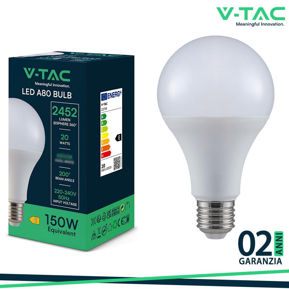 LED LAMPADINA 20W A80 E27 THERMOPLASTICA 3000K
