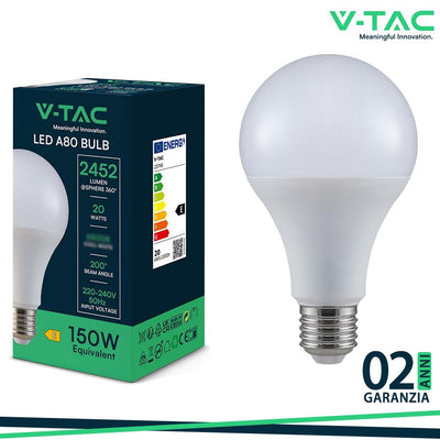 LED LAMPADINA 20W A80 E27 THERMOPLASTICA 6400K