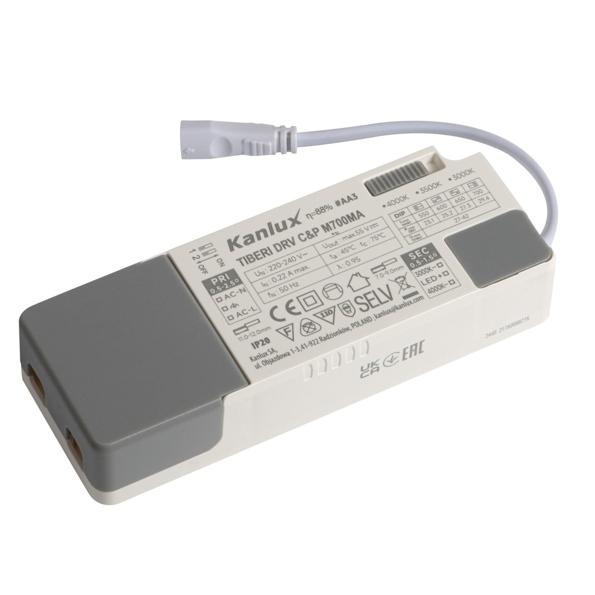 ALIMENTATORE LED TIBERI DRV C&AMP P M700MA - KANLUX