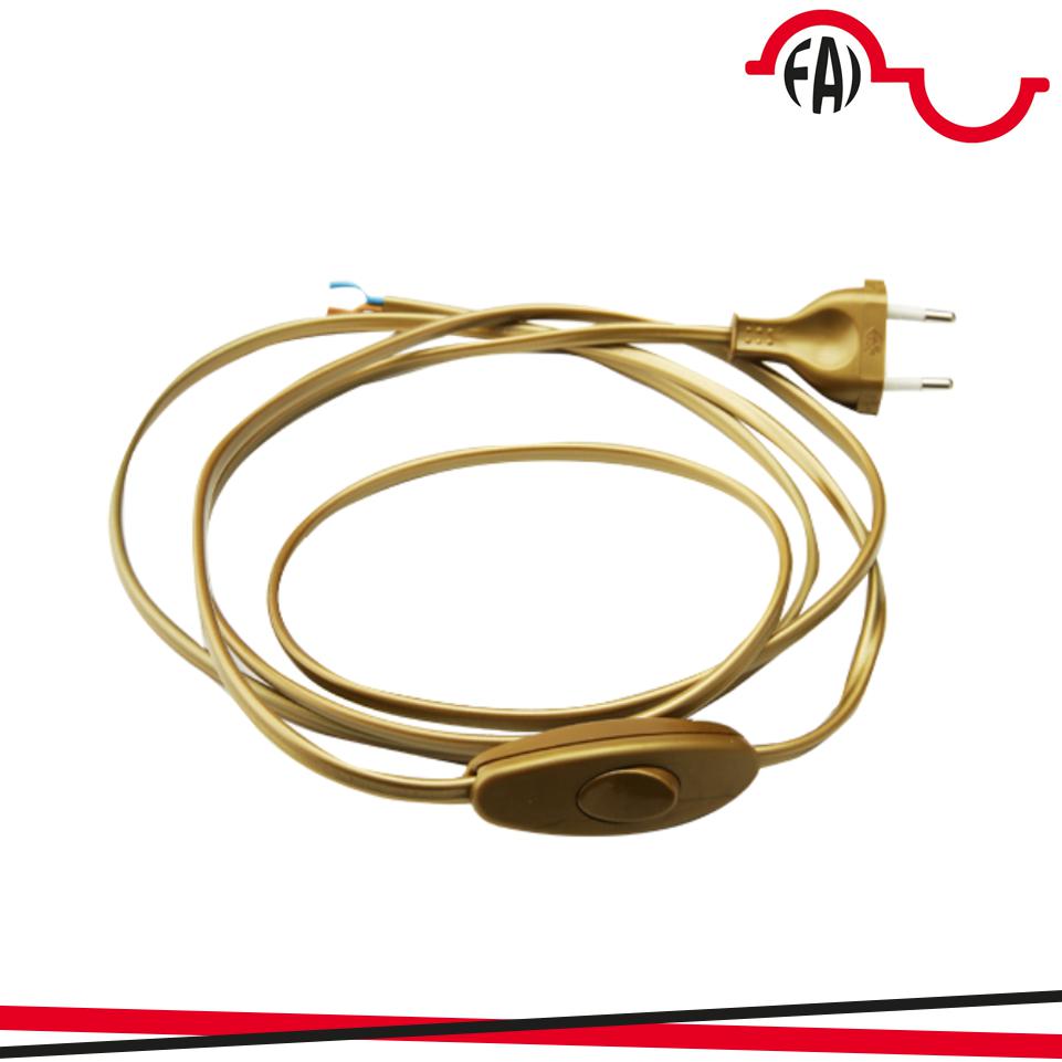 CABLAGGIO BIPOLARE 200 CM CON  INTERRUTTORE OTTONE